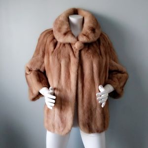 Chic Vtg Blonde Mink Fur Short Cropped Coat S